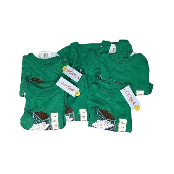 Cat & Jack x 7 Toddler Boys Long Sleeve T-Shirts Holiday Christmas Train 18M - Picture 4 of 10